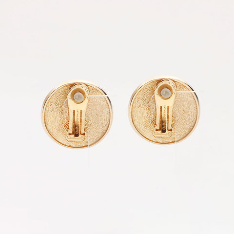 Christian Dior Logo emblem motif circle Earring gold WS14692