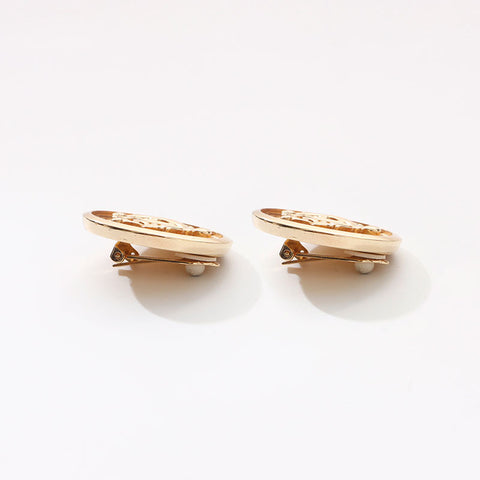 Christian Dior Logo emblem motif circle Earring gold WS14692