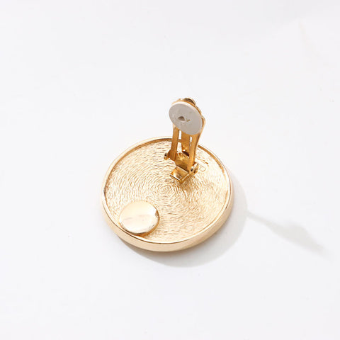 Christian Dior Logo emblem motif circle Earring gold WS14692