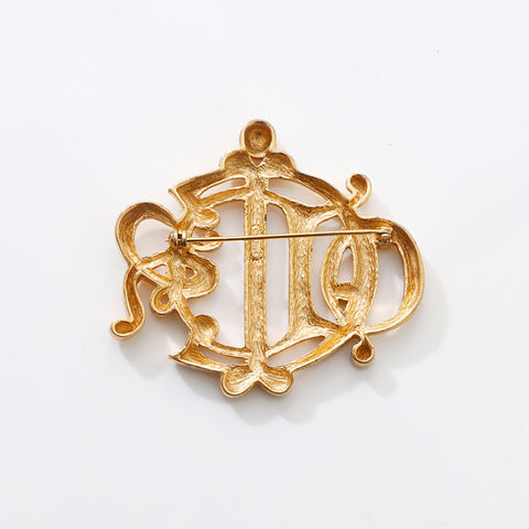Christian Dior Emblem Motif Brooch gold WS14694