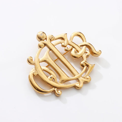 Christian Dior Emblem Motif Brooch gold WS14694