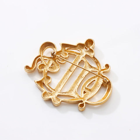 Christian Dior Emblem Motif Brooch gold WS14694