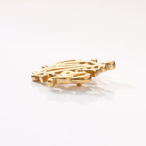 Christian Dior Emblem Motif Brooch gold WS14694