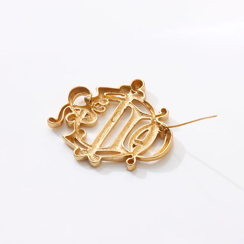 Christian Dior Emblem Motif Brooch gold WS14694