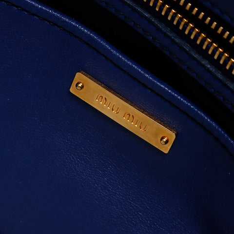 Miu Miu Matelasse 2way Leather Handbag blue WS14697