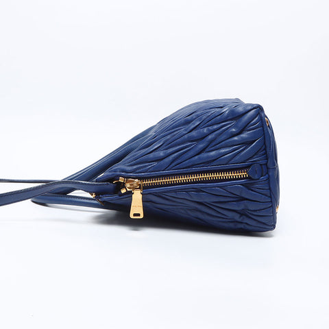 Miu Miu Matelasse 2way Leather Handbag blue WS14697