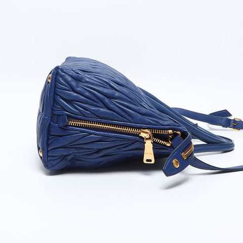 Miu Miu Matelasse 2way Leather Handbag blue WS14697