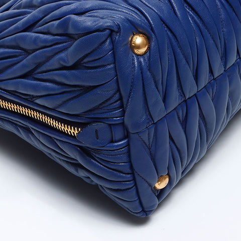 Miu Miu Matelasse 2way Leather Handbag blue WS14697