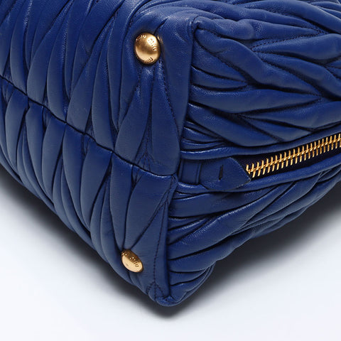 Miu Miu Matelasse 2way Leather Handbag blue WS14697