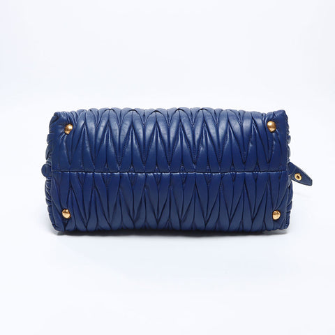 Miu Miu Matelasse 2way Leather Handbag blue WS14697