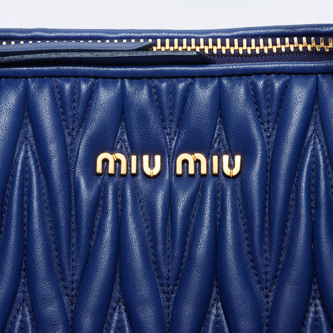 Miu Miu Matelasse 2way Leather Handbag blue WS14697