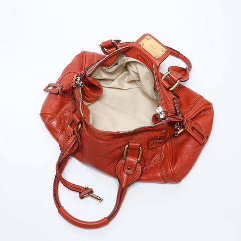 Chloe Paddington Boston Padlock Key Shoulder Bag Orange WS14701