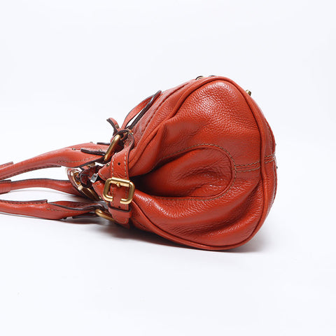 Chloe Paddington Boston Padlock Key Shoulder Bag Orange WS14701