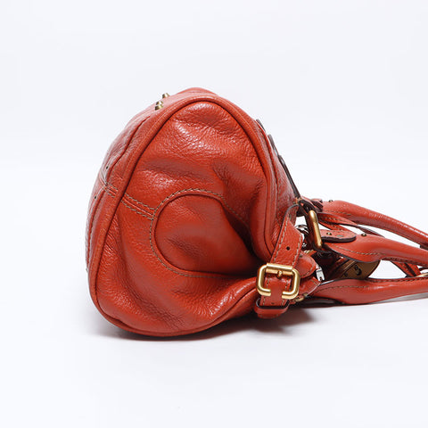 Chloe Paddington Boston Padlock Key Shoulder Bag Orange WS14701