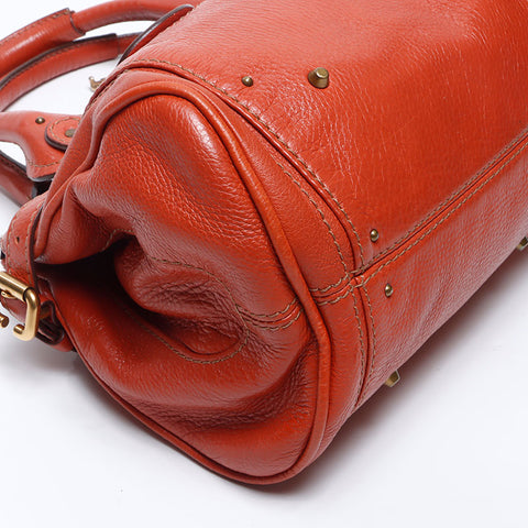 Chloe Paddington Boston Padlock Key Shoulder Bag Orange WS14701