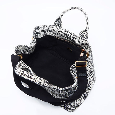PRADA Canapa Tweed Handbag white WS14702