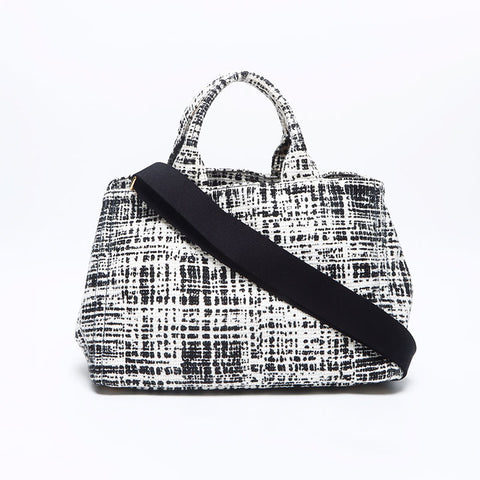 PRADA Canapa Tweed Handbag white WS14702