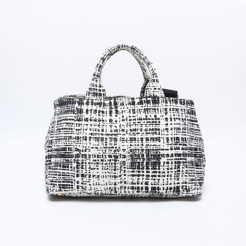 PRADA Canapa Tweed Handbag white WS14702