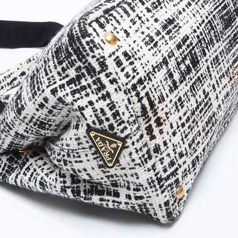 PRADA Canapa Tweed Handbag white WS14702