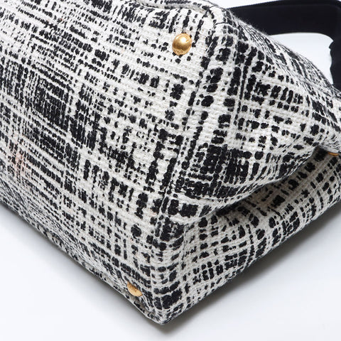 PRADA Canapa Tweed Handbag white WS14702
