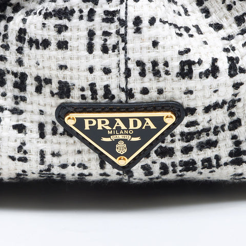 PRADA Canapa Tweed Handbag white WS14702