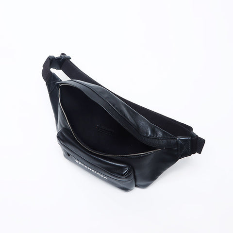 BALENCIAGA logo leather Waist bag black WS14703