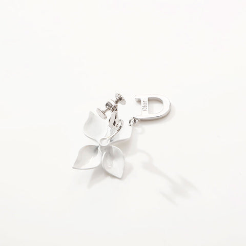 Christian Dior Rhinestone Flower Swing Earring Silver WS14706