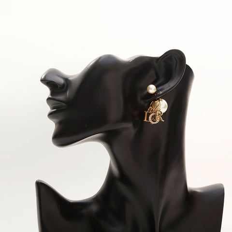 Christian Dior Pearl Rhinestone Swing Pierce gold WS14707