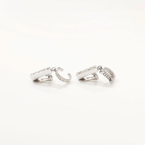 Christian Dior Rhinestone CD Logo Swing Earring Silver WS14709