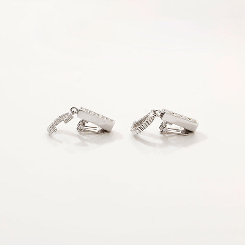 Christian Dior Rhinestone CD Logo Swing Earring Silver WS14709