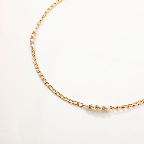 Christian Dior Pearl Rhinestone Long Necklace gold WS14710