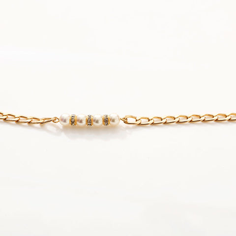 Christian Dior Pearl Rhinestone Long Necklace gold WS14710