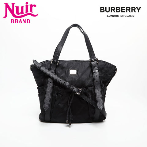 BURBERRY Check Nylon 2way Shoulder Bag black WS14715