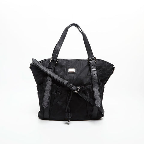 BURBERRY Check Nylon 2way Shoulder Bag black WS14715