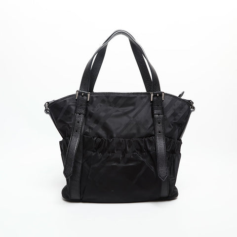BURBERRY Check Nylon 2way Shoulder Bag black WS14715