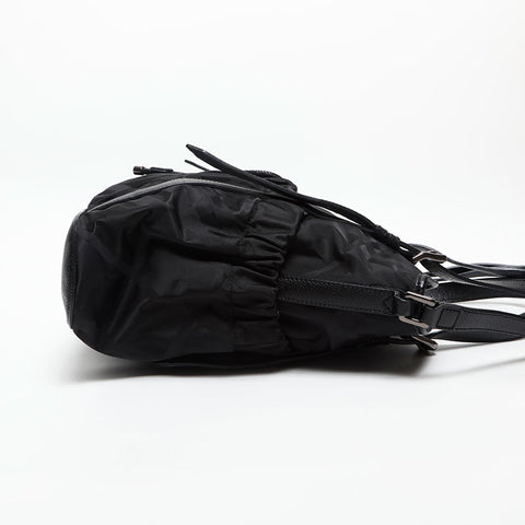 BURBERRY Check Nylon 2way Shoulder Bag black WS14715