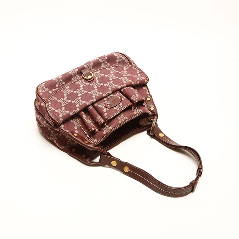 CELINE Canvas Macadam Shoulder Bag Brown WS14717