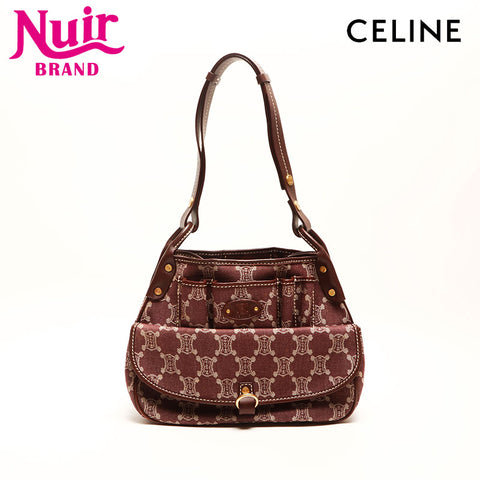 CELINE Canvas Macadam Shoulder Bag Brown WS14717