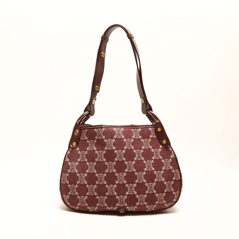 CELINE Canvas Macadam Shoulder Bag Brown WS14717