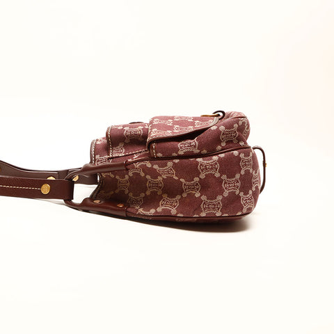 CELINE Canvas Macadam Shoulder Bag Brown WS14717