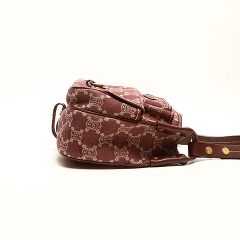 CELINE Canvas Macadam Shoulder Bag Brown WS14717