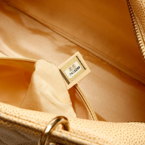 シャネル CHANEL 7番台 2002-2003 キャビアスキン ショルダーバッグ ベージュ WS14718