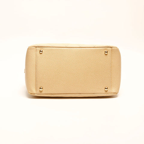 シャネル CHANEL 7番台 2002-2003 キャビアスキン ショルダーバッグ ベージュ WS14718