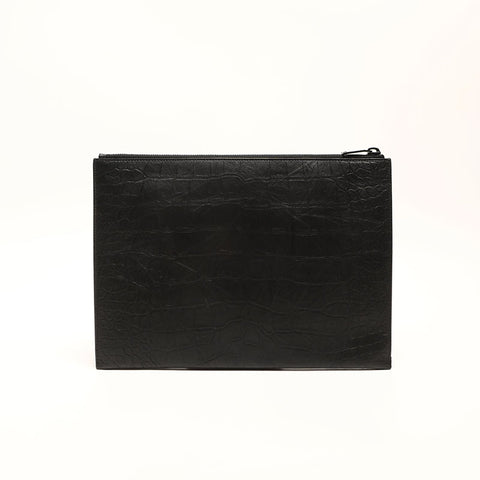 Yves Saint Laurent Yves Saint Laurent geprägtes Ledermonogramm Kupplungstasche Schwarz WS14719