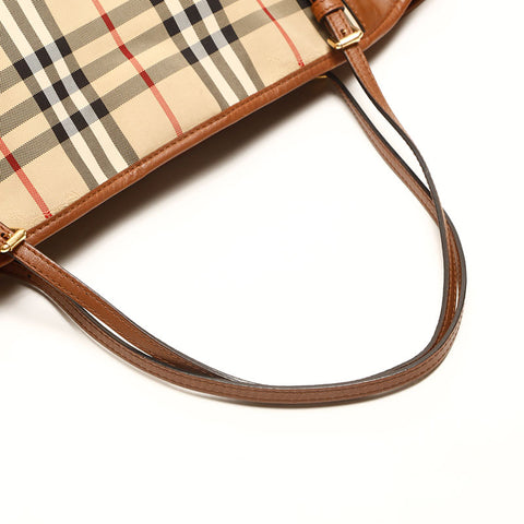 BURBERRY Nylon Canvas Nova Check Tote Bag Brown WS14722