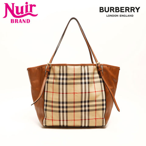 BURBERRY Nylon Canvas Nova Check Tote Bag Brown WS14722