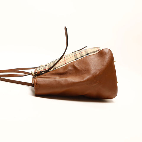 BURBERRY Nylon Canvas Nova Check Tote Bag Brown WS14722