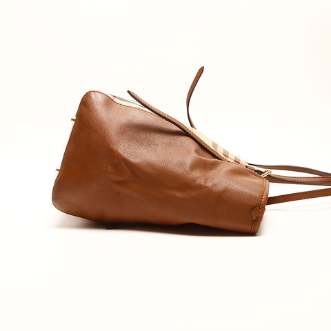 BURBERRY Nylon Canvas Nova Check Tote Bag Brown WS14722