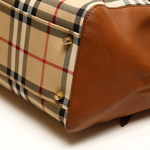 BURBERRY Nylon Canvas Nova Check Tote Bag Brown WS14722