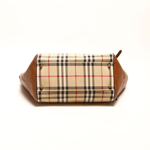 BURBERRY Nylon Canvas Nova Check Tote Bag Brown WS14722